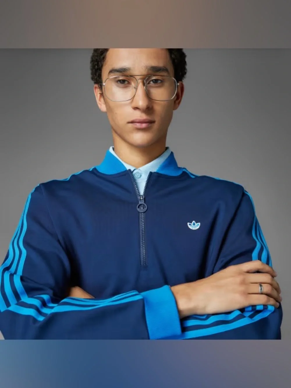 ADIDAS ORIGINALS 3-STRIPES 1/4 ZIP SWEATSHIRT NIGHT INDIGO SIZE M JP0938
